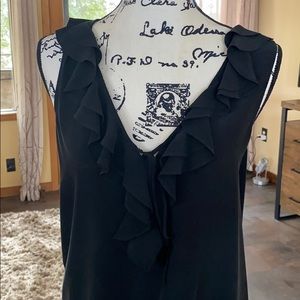 Joie Black Ruffles Sleeveless Blouse